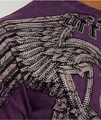 Affliction Dark Attack Purple Rhinestone T-Shirt