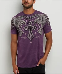 Affliction Dark Attack Purple Rhinestone T-Shirt