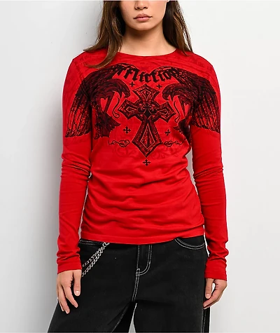 Affliction Dark Attack Red Long Sleeve T-Shirt