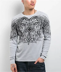 Affliction Dark Attack Silver Lava Wash Thermal Long Sleeve T-Shirt