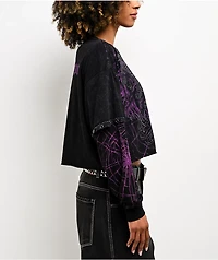 Affliction Darkness Falls Black Wash 2Fer Long Sleeve Crop T-Shirt