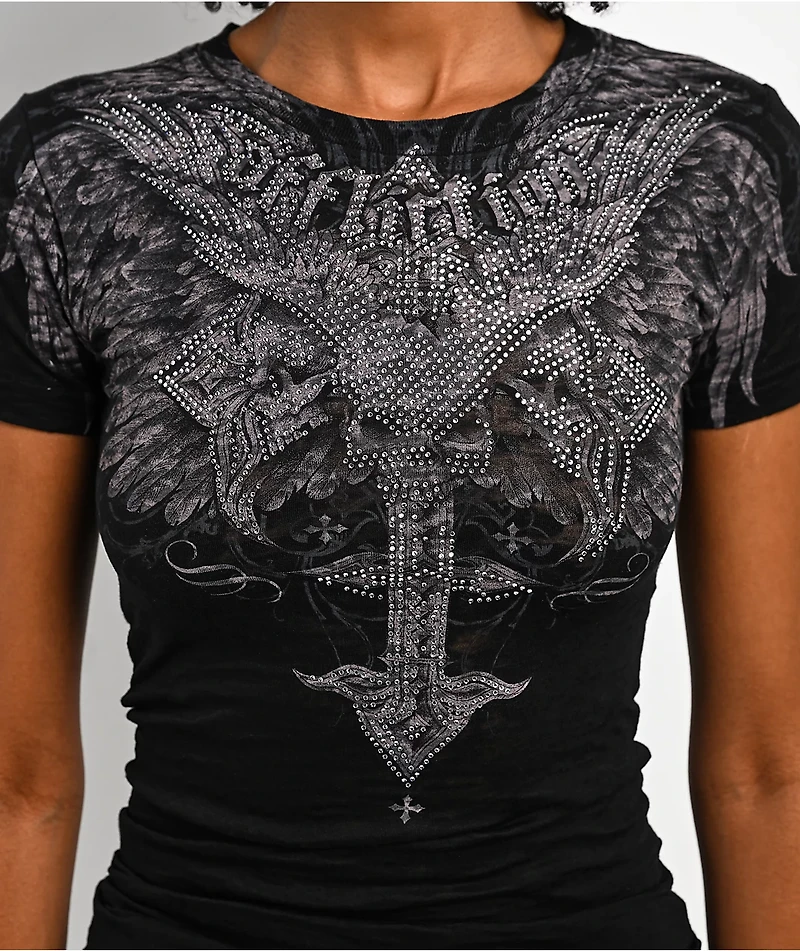 Affliction Death Eyes Black Burnout T-Shirt