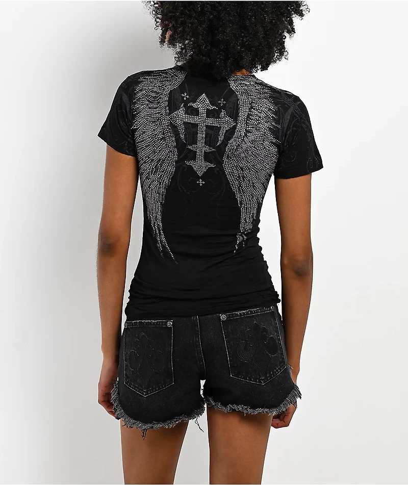 Affliction Death Eyes Black Burnout T-Shirt