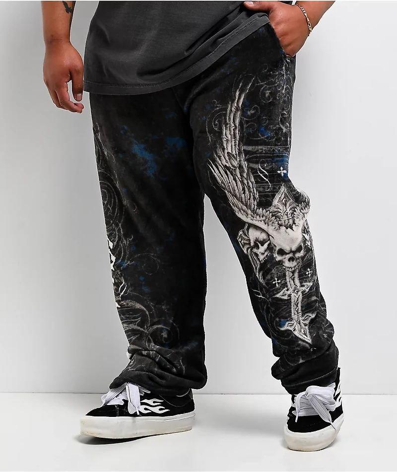 Affliction Death Eyes Black Plush Lounge Pants
