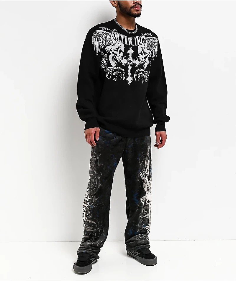 Affliction Death Eyes Black Plush Lounge Pants