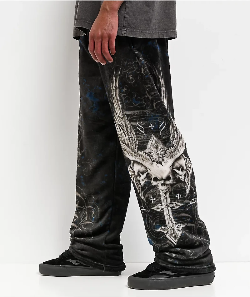 Affliction Death Eyes Black Plush Lounge Pants