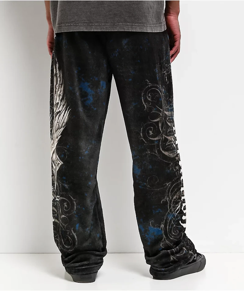 Affliction Death Eyes Black Plush Lounge Pants