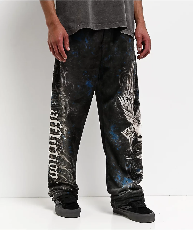 Affliction Death Eyes Black Plush Lounge Pants