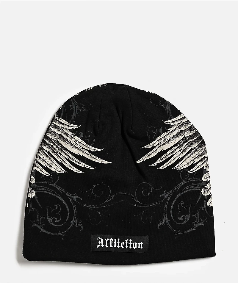 Affliction Death Eyes Black Reversible Skully Beanie