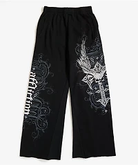 Affliction Death Eyes Black Wide Leg Sweatpants