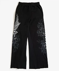 Affliction Death Eyes Black Wide Leg Sweatpants