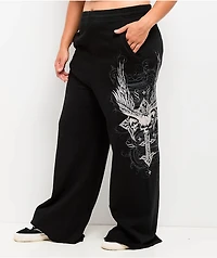 Affliction Death Eyes Black Wide Leg Sweatpants