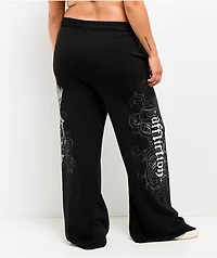 Affliction Death Eyes Black Wide Leg Sweatpants