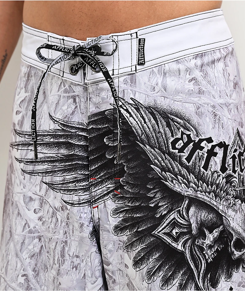 Affliction Death Eyes White Camo Board Shorts
