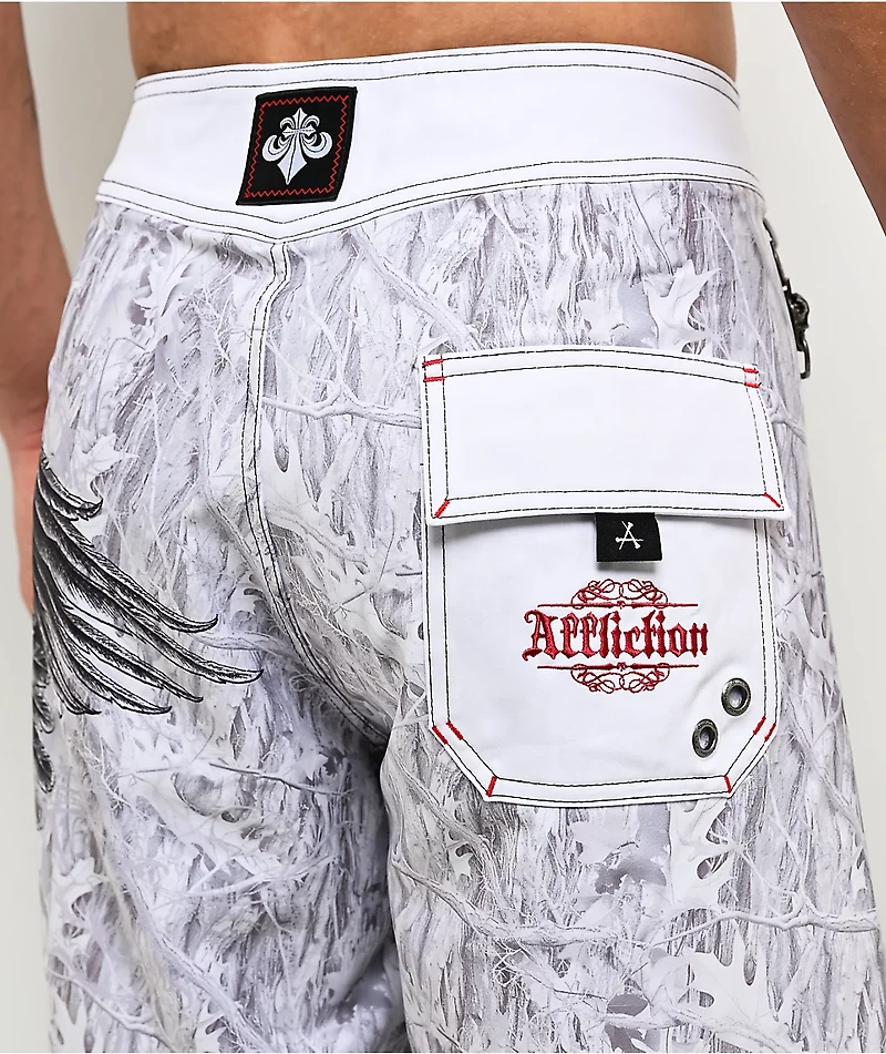 Affliction Death Eyes White Camo Board Shorts