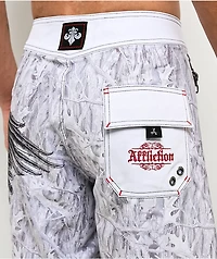 Affliction Death Eyes White Camo Board Shorts