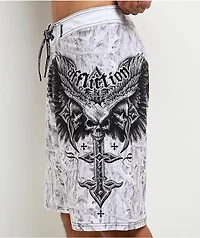 Affliction Death Eyes White Camo Board Shorts