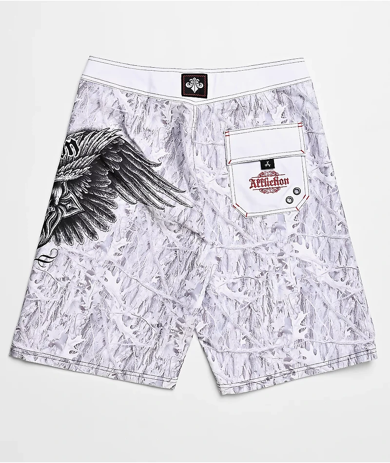 Affliction Death Eyes White Camo Board Shorts
