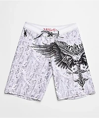 Affliction Death Eyes White Camo Board Shorts