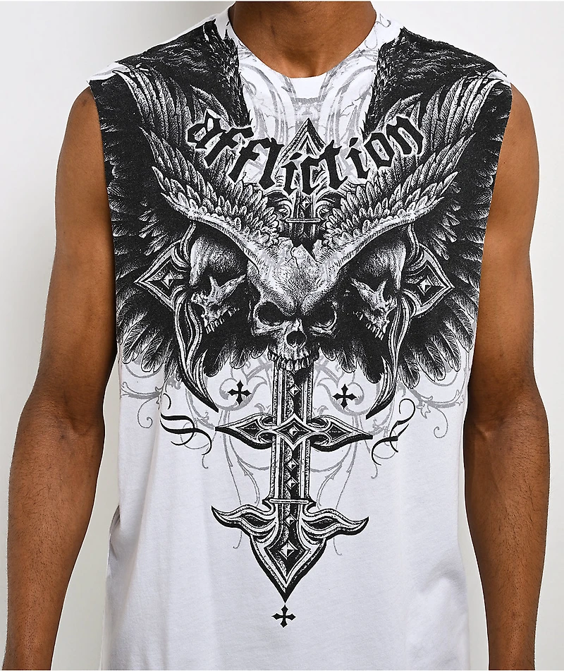 Affliction Death Eyes White Tank Top