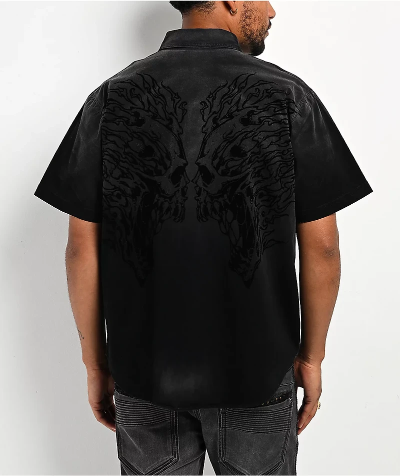 Affliction Death's Reflection Washed Black Button Up Shirt