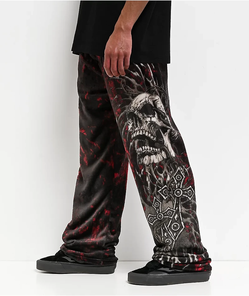 Affliction Decimation Black Plush Lounge Pants
