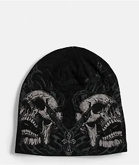 Affliction Decimation Black Reversible Skully Beanie