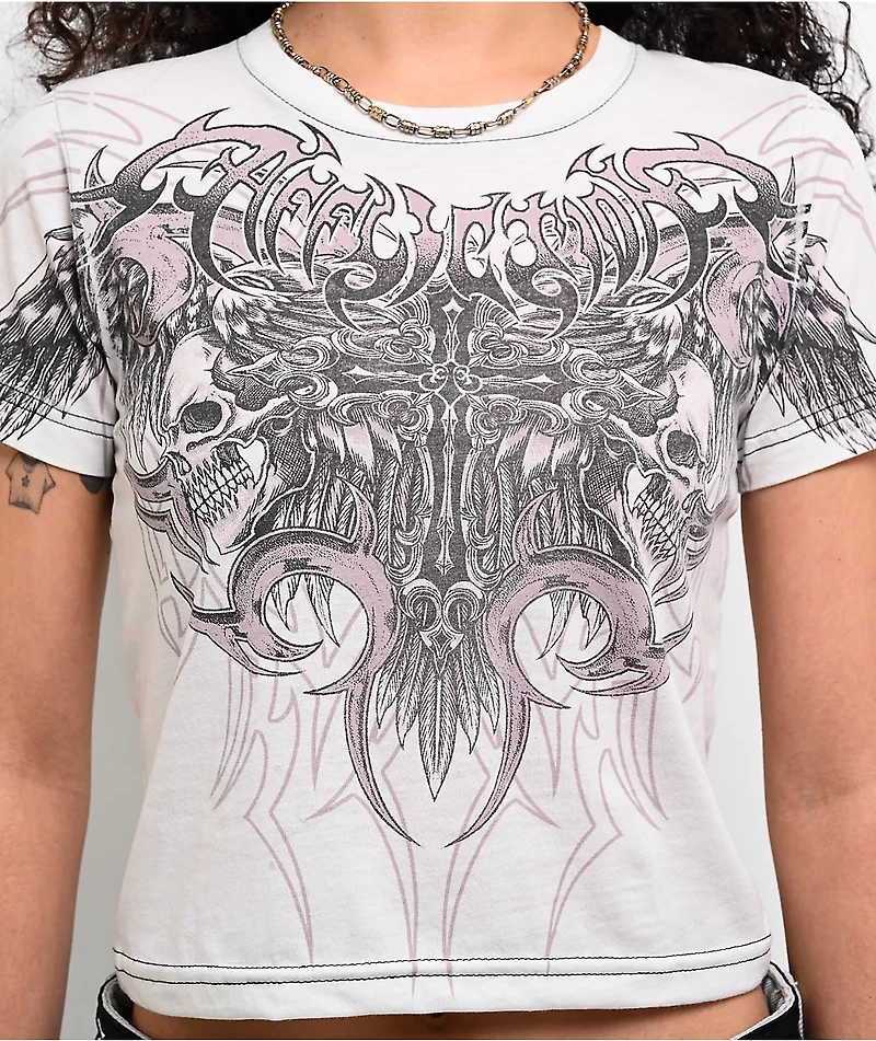 Affliction Desperate Saint White Crop T-Shirt