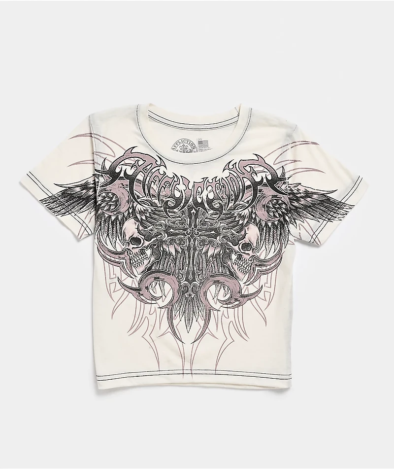 Affliction Desperate Saint White Crop T-Shirt