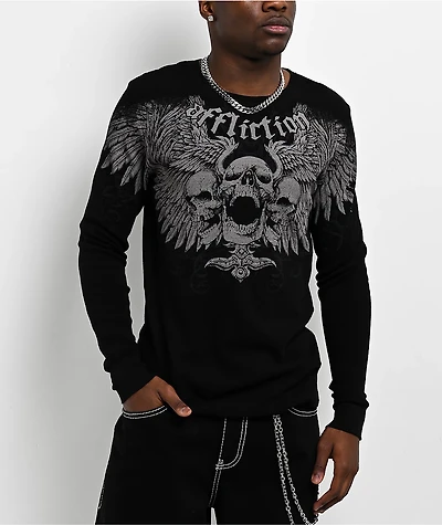 Affliction Desperation Black Thermal Long Sleeve T-Shirt
