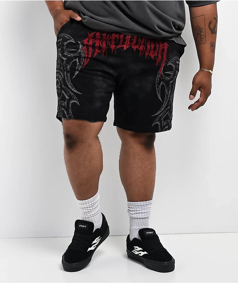 Affliction Dismay Black Wash Sweat Shorts