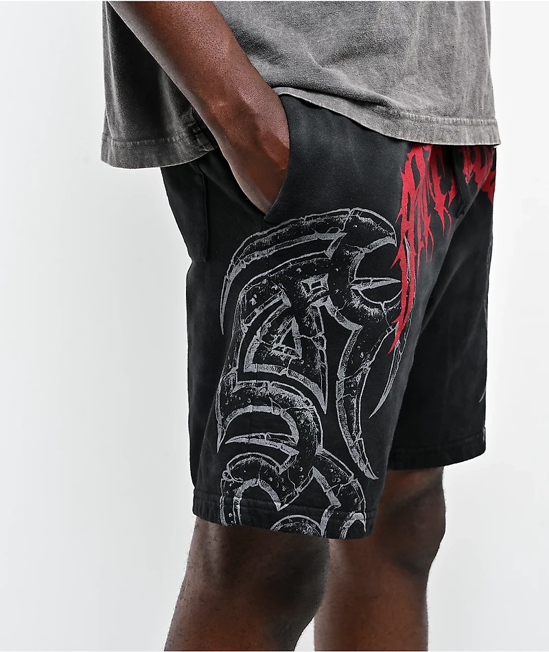 Affliction Dismay Black Wash Sweat Shorts