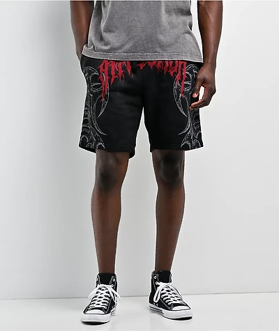 Affliction Dismay Black Wash Sweat Shorts