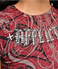 Affliction Divine Sorrow Dark Red Wash Crop T-Shirt