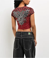 Affliction Divine Sorrow Dark Red Wash Crop T-Shirt