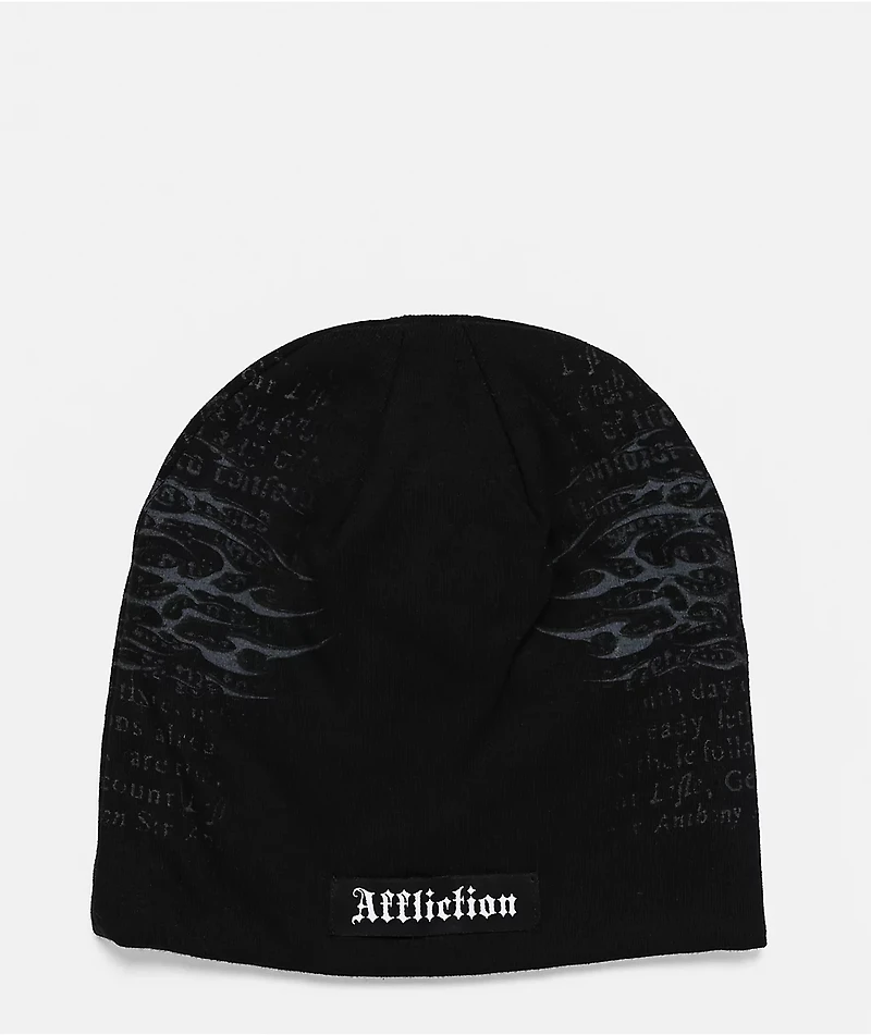 Affliction Dominion Black Reversible Skully Beanie