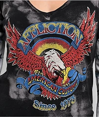 Affliction Eagle Clutch Black & White 2fer Thermal Long Sleeve T-Shirt