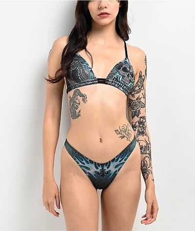 Affliction Electric Storm Black High Leg Bikini Bottom
