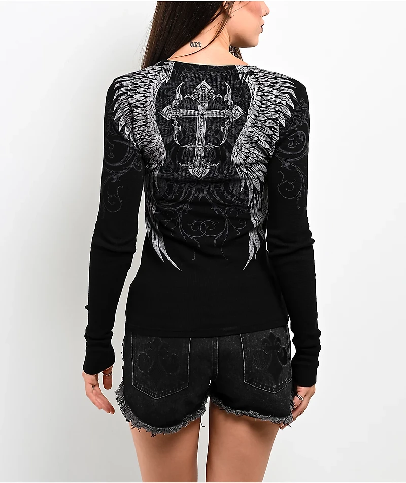 Affliction Elusive Afterlife Black Thermal Long Sleeve T-Shirt