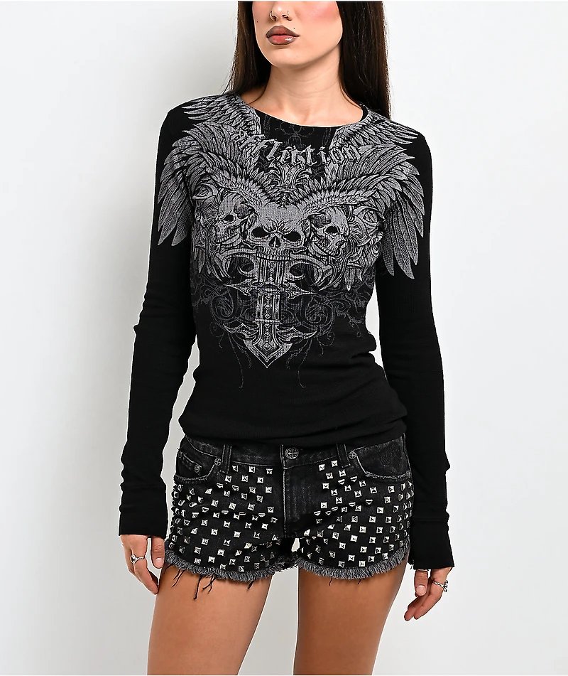 Affliction Elusive Afterlife Black Thermal Long Sleeve T-Shirt