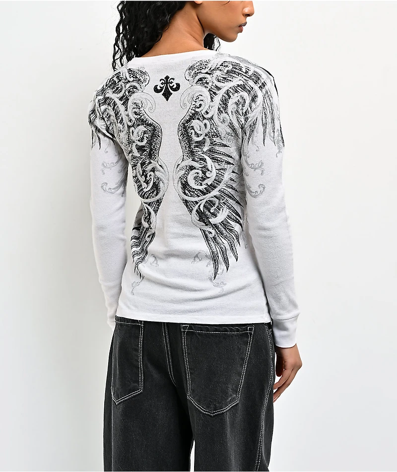 Affliction Estellerly White Thermal Long Sleeve T-Shirt