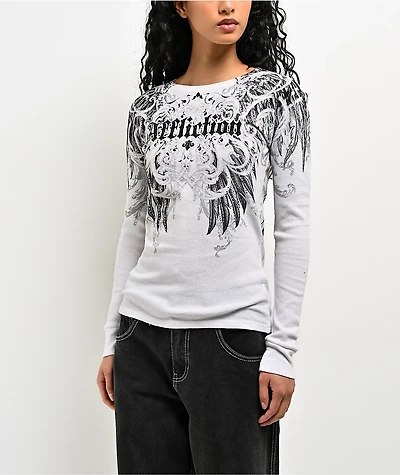 Affliction Estellerly White Thermal Long Sleeve T-Shirt