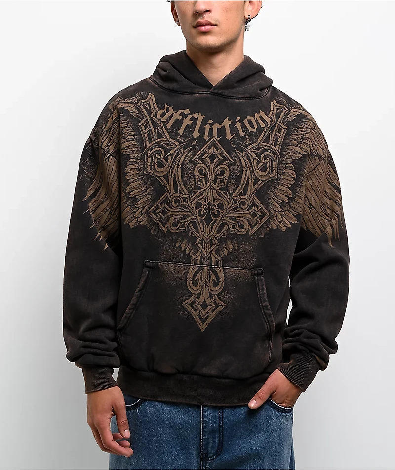 Affliction Eternal Throne Brown Wash Hoodie