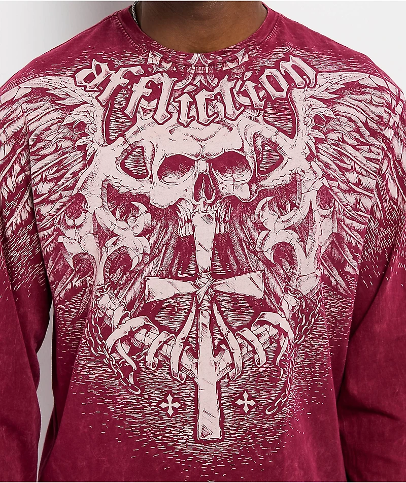 Affliction Eternity Dark Red Long Sleeve T-Shirt