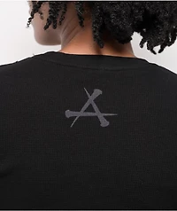 Affliction Ethereal Burial Black Thermal Long Sleeve Crop T-Shirt