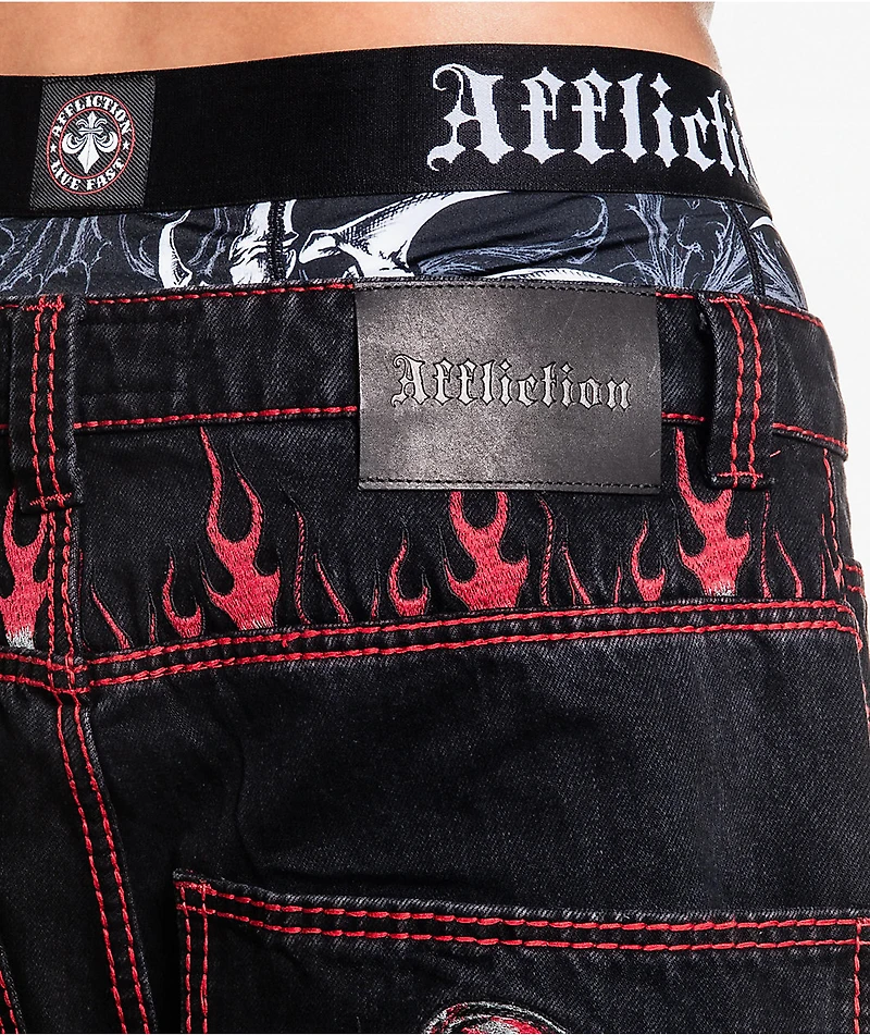 Affliction Flameful Faith Black Extra Wide Leg Jeans