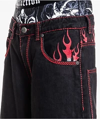 Affliction Flameful Faith Black Extra Wide Leg Jeans