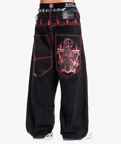 Affliction Flameful Faith Black Extra Wide Leg Jeans