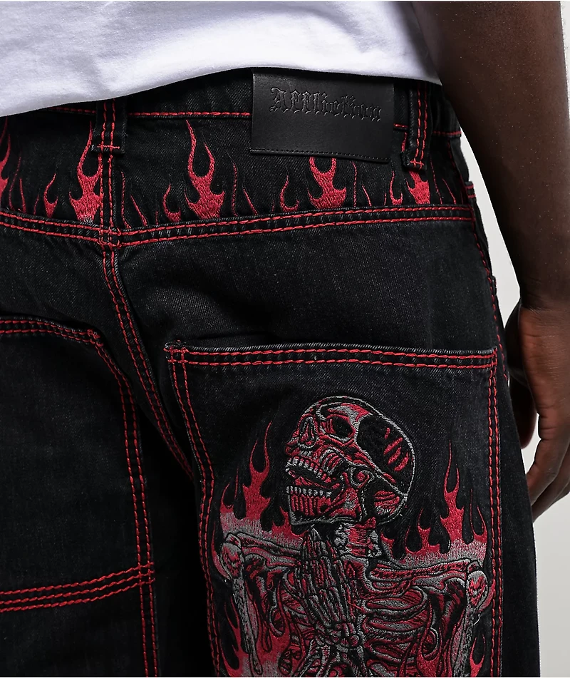 Affliction Flameful Faith Black Wide Leg Jeans