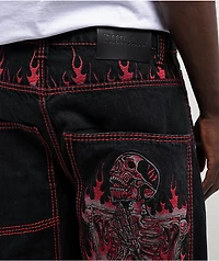 Affliction Flameful Faith Black Wide Leg Jeans